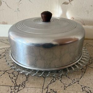 Silver Cake Dome with Glass Base